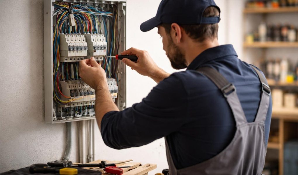 electricien-travail-panneau-electrique-fils