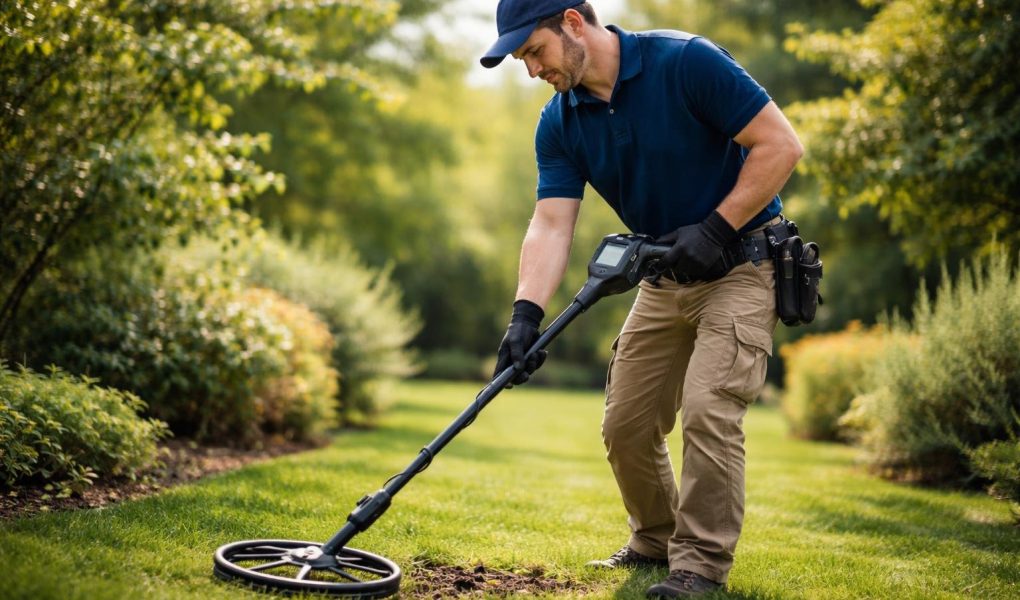 technicien-detecteur-metaux-jardin-vert